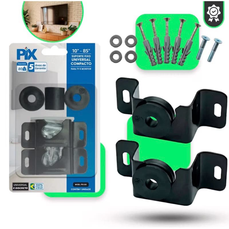kit Suporte Universal de Parede para TV - Design Discreto, Suporta até 100 kg, Compatível de 10 a 100 Polegadas