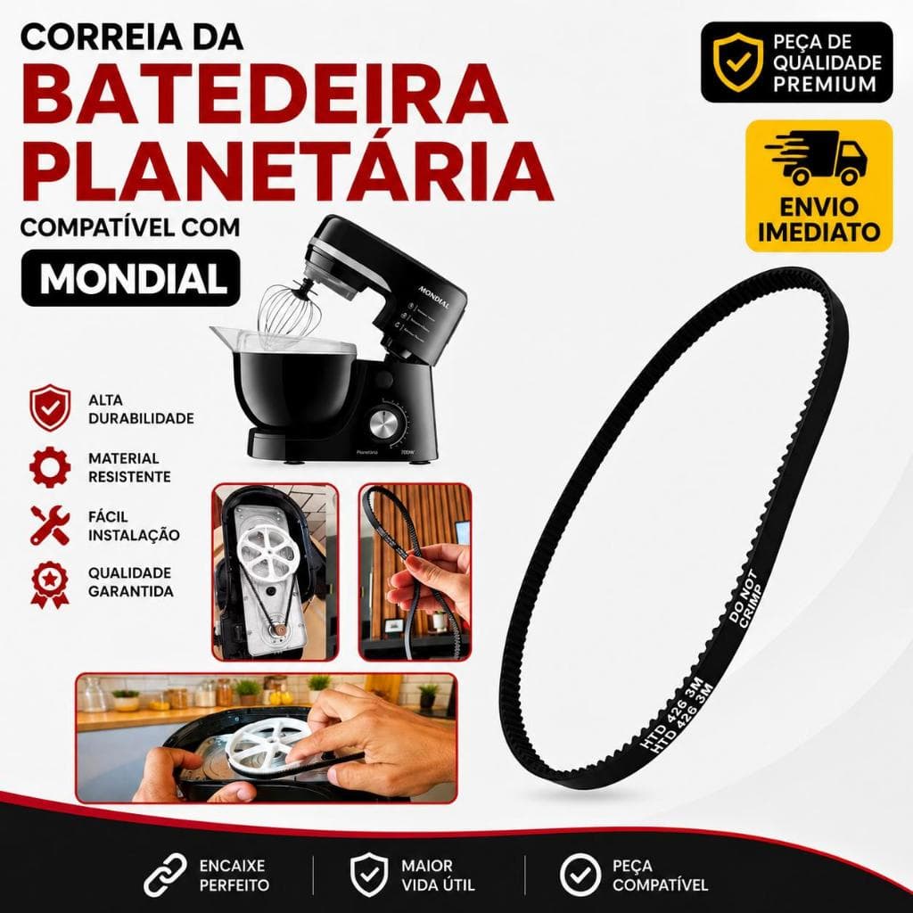 Correia Borracha Batedeira Planetária Compatível Mondial