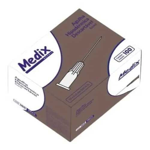 Agulha Hipodérmica Descartável 13x0,45 mm Medix - 100 Unidades