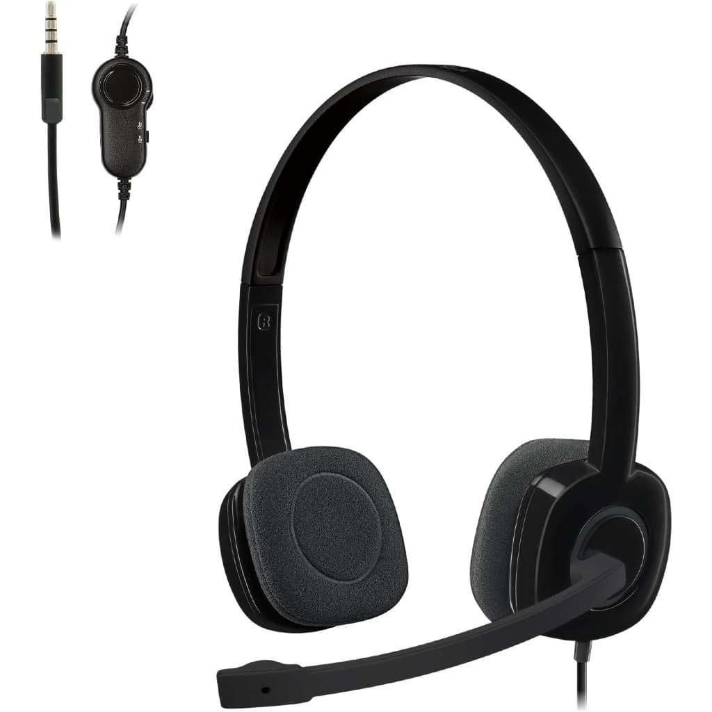 Headset Logitech H151 com Fio Microfone Redução de Ruído P2 3,5mm