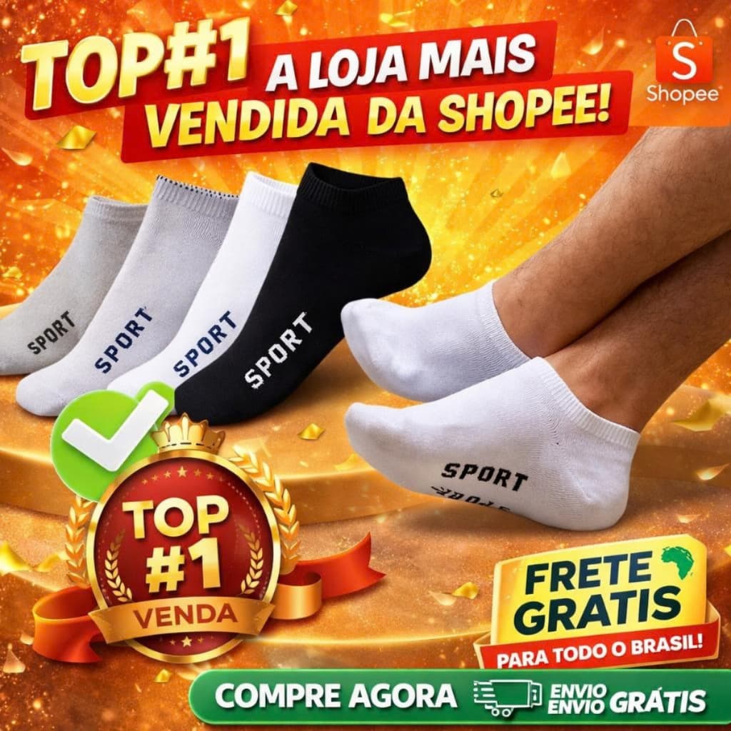 Kit 12 Pares de Meias Soquete Cano Curto Unissex Respirável Conforto e Cores Variadas Envio Imediato