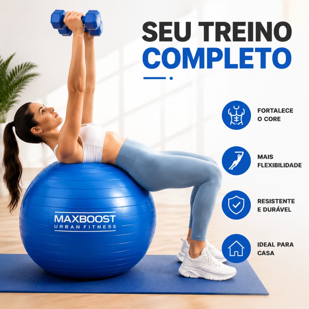 Bola de Pilates Suíça 65cm Treino Funcional Yoga Fisioterapia com Bomba