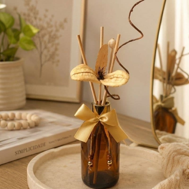Difusor de Ambiente Decorativo com Acessórios Vidro Âmbar 250ml