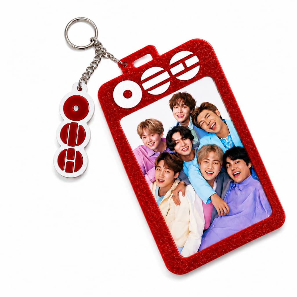 Kit BTS Porta Photocard + Chaveiro Exclusivo + Card Aleatório | Kpop Army Presente Perfeito