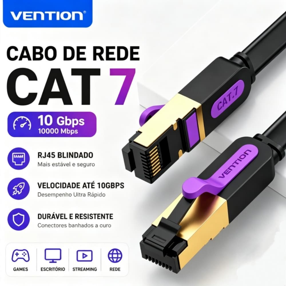 Vention Cabo de Rede Blindado CABO Internet CAT7 de alta Velocidade 10Gbps Para Laptops PS 4 Roteador