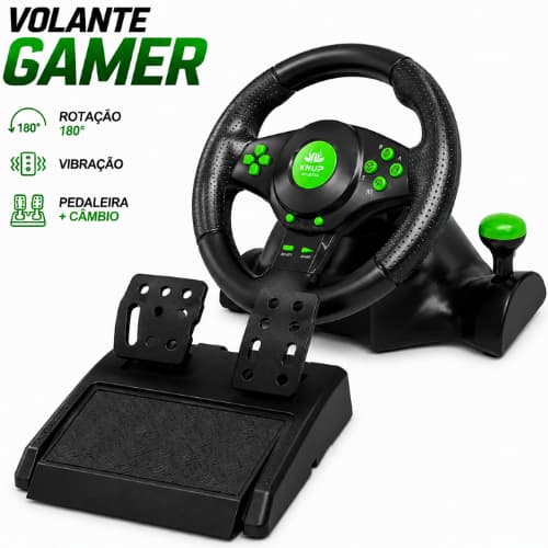 Volante de Vibração Gamer com Pedais Câmbio 180° para Xbox 360 PS3 PS2 PC Jogos de Corrida