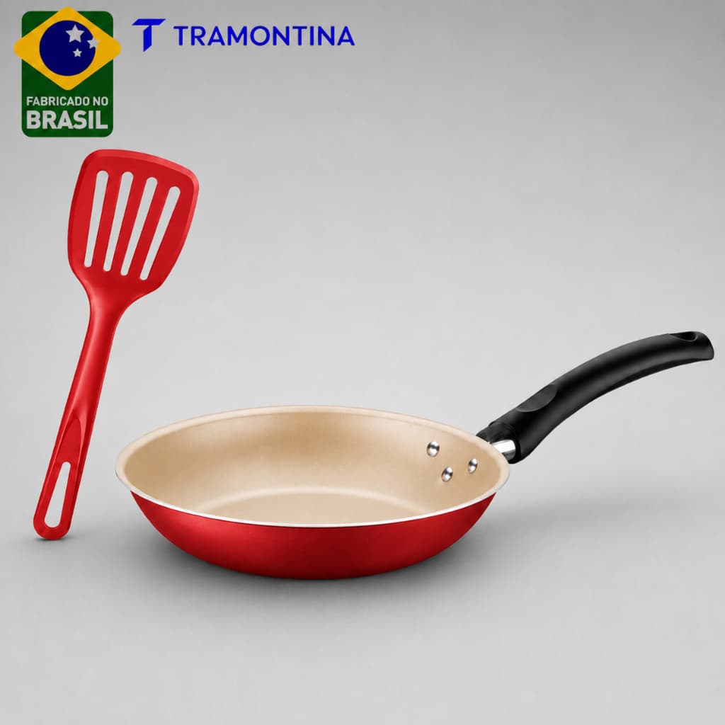 Kit Frigideira Antiaderente Tramontina Turim 20cm 0,8L Em Alumínio Com Espátula Original