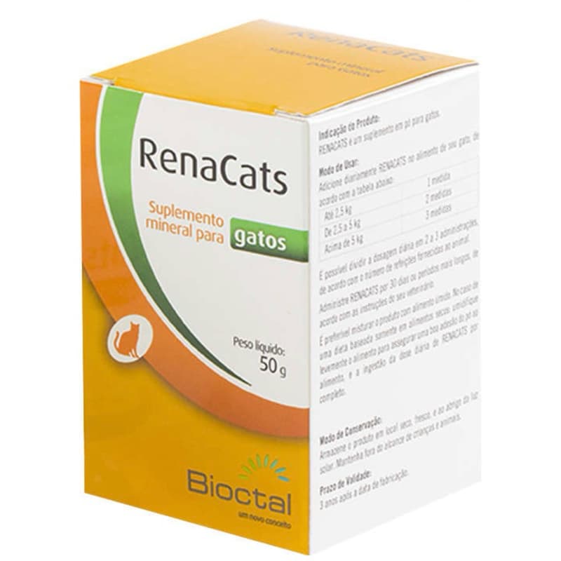 RenaCats 50g - Suplemento Mineral para Gatos para Suporte Renal Avançado