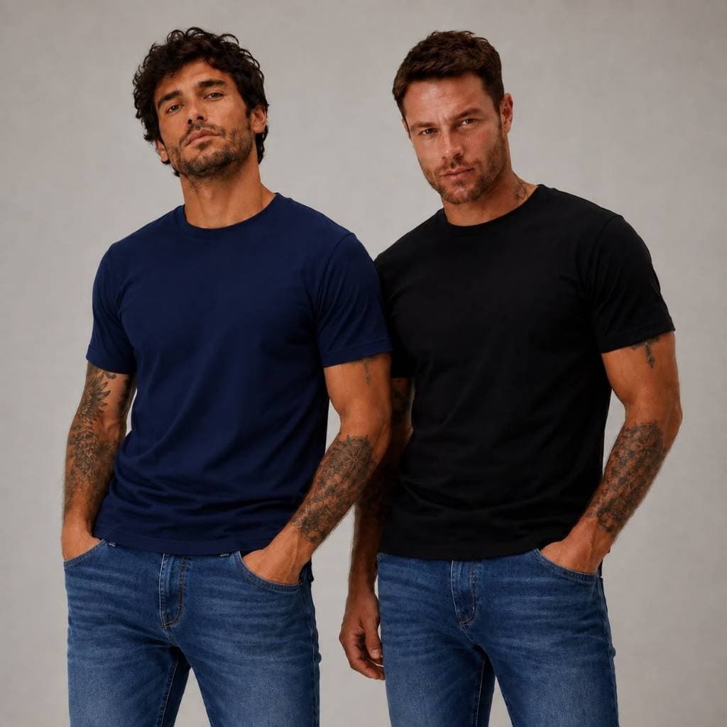 Blusas Básicas Slim Fit 100% Algodão Fio 30.1 Lisas Confortáveis e Premium em Oferta