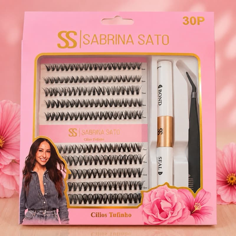 Kit Cílios Tufinho Sabrina Sato 20P 30P 40P Completo Cola + Aplicador