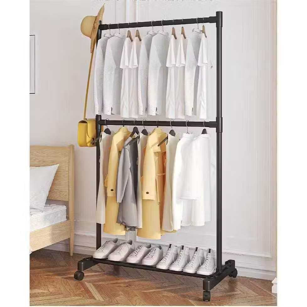 Arara de Multiuso Roupas Cabideiro de Chão Closet de rodas móveis Modulado em Aço Carbono