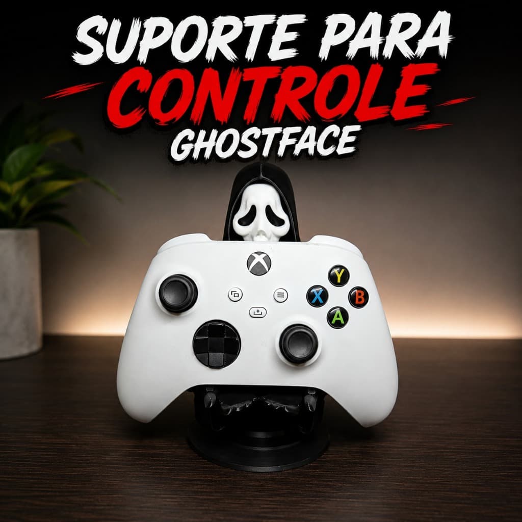 Suporte para Controle ghostface ps5 e Xbox Organizador para Controle e Setup Gamer Moderno e Estiloso