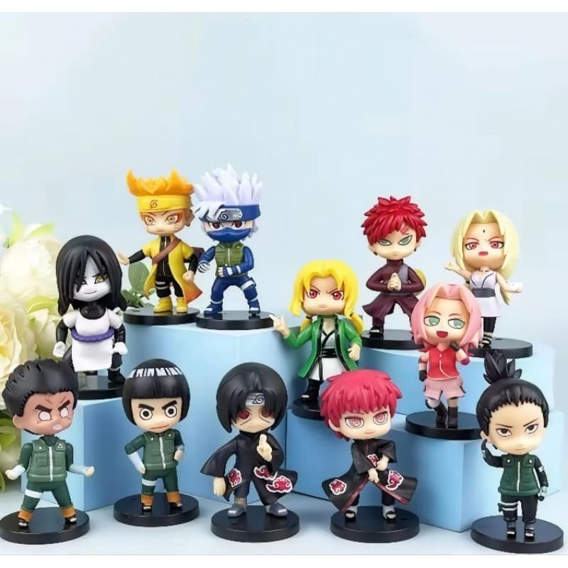 Mini Figure Naruto 8cm Anime Colecionável PVC Naruto Sasuke Kakashi
