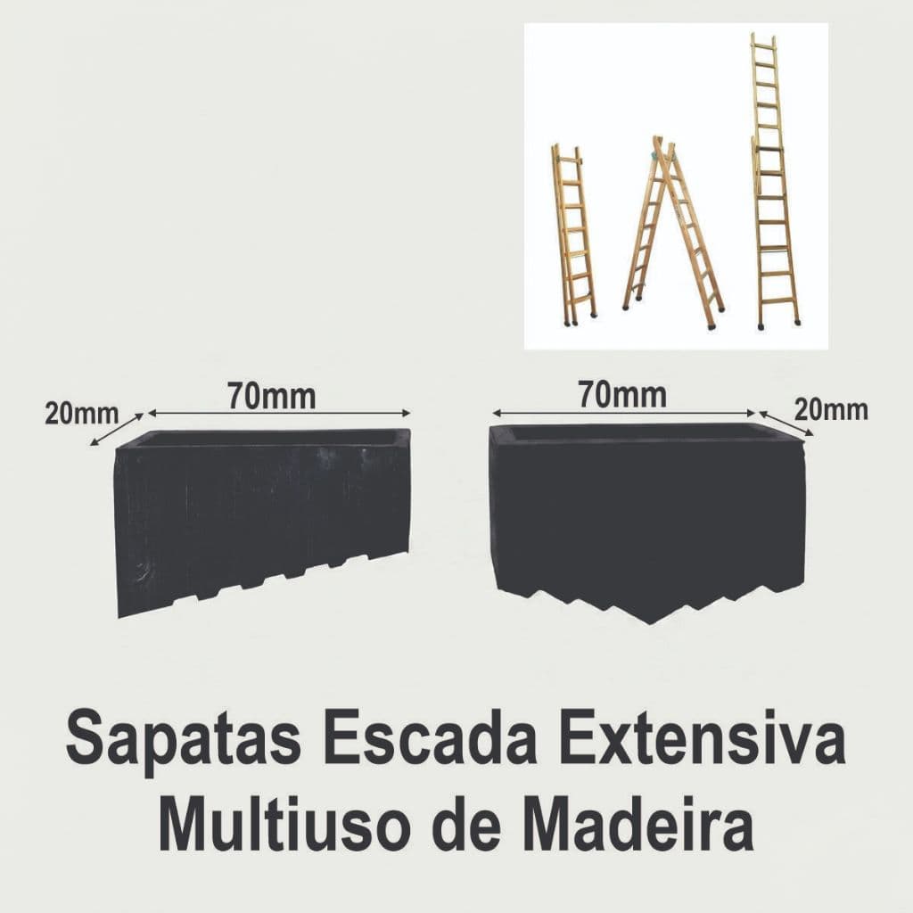 Sapata Borracha Pés para Escada Extensiva Multiuso de Madeira Antiderrapante - 2 ou 4 unidades