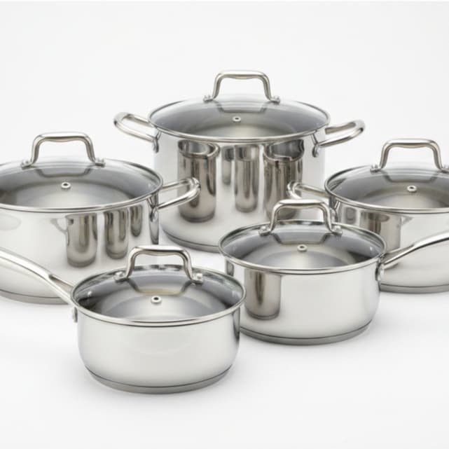 🍳 Jogo de Panelas Inox 7 Peças com Tampa de Vidro 🔥Conjunto Panelas Aço Inox Completo 🥘Panelas para Cozinha Antiaderente