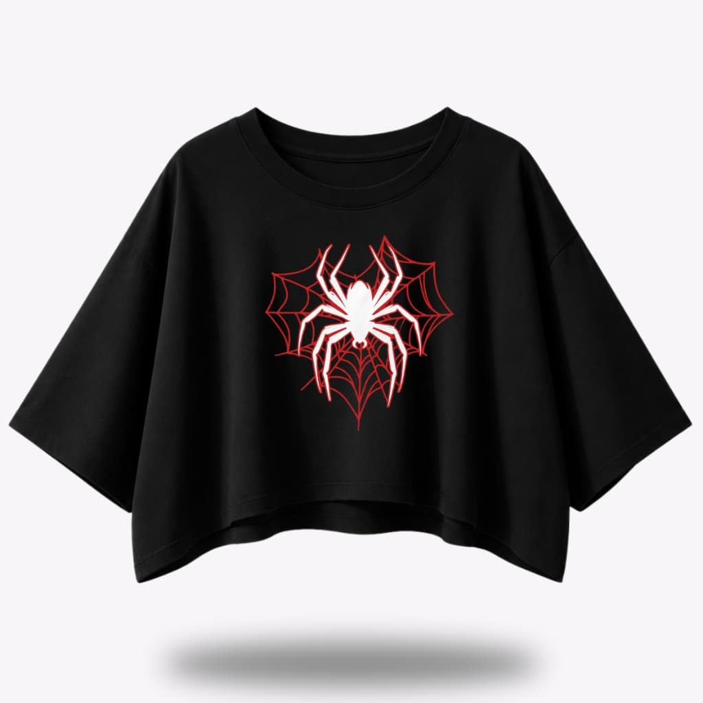 Cropped Feminino Oversized Estampado Camiseta Feminina T-shirt Aranha Moda Feminina Estilosa