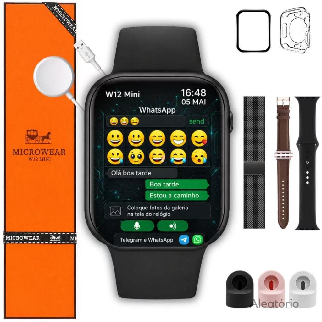 Microwear Serie 12 W12 Mini 42mm Tela Amoled Relógio Smartwatch Responde Whatsapp Telegram + Brindes