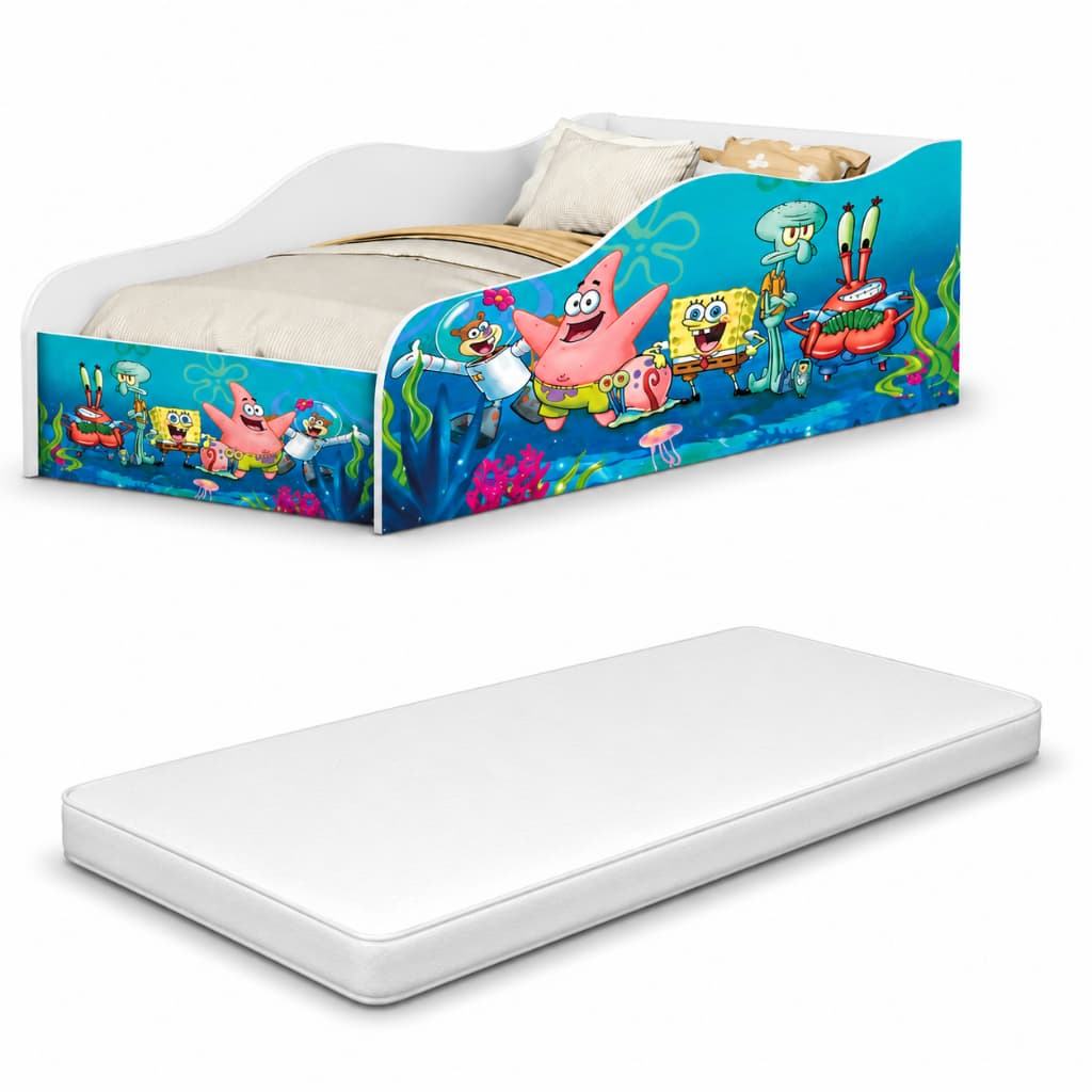 Cama Infantil Carro Com Colchão Incluso e Grade Proteção Caminha Cercado Quarto Juvenil