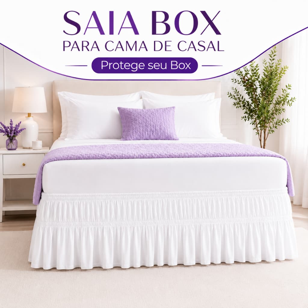 Saia Cama Box com Babado Franzido com 2 Elásticos Saiote 3 em 1 Ajustável Decoração Quarto