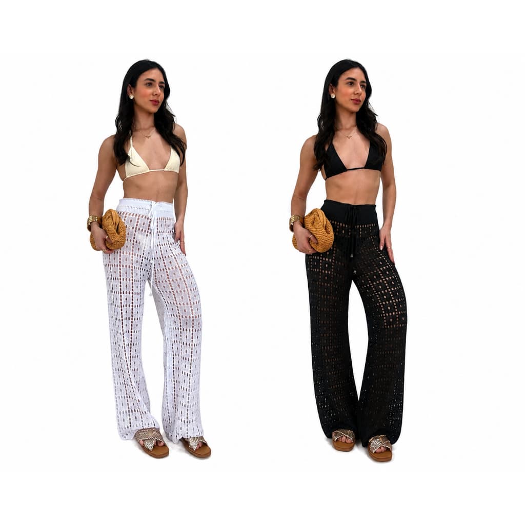 Kit 2 Calça de Praia Detalhada Tricot Moda Blogueira