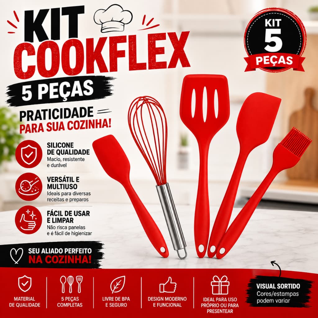 Kit CookFlex 5 Peças em Silicone