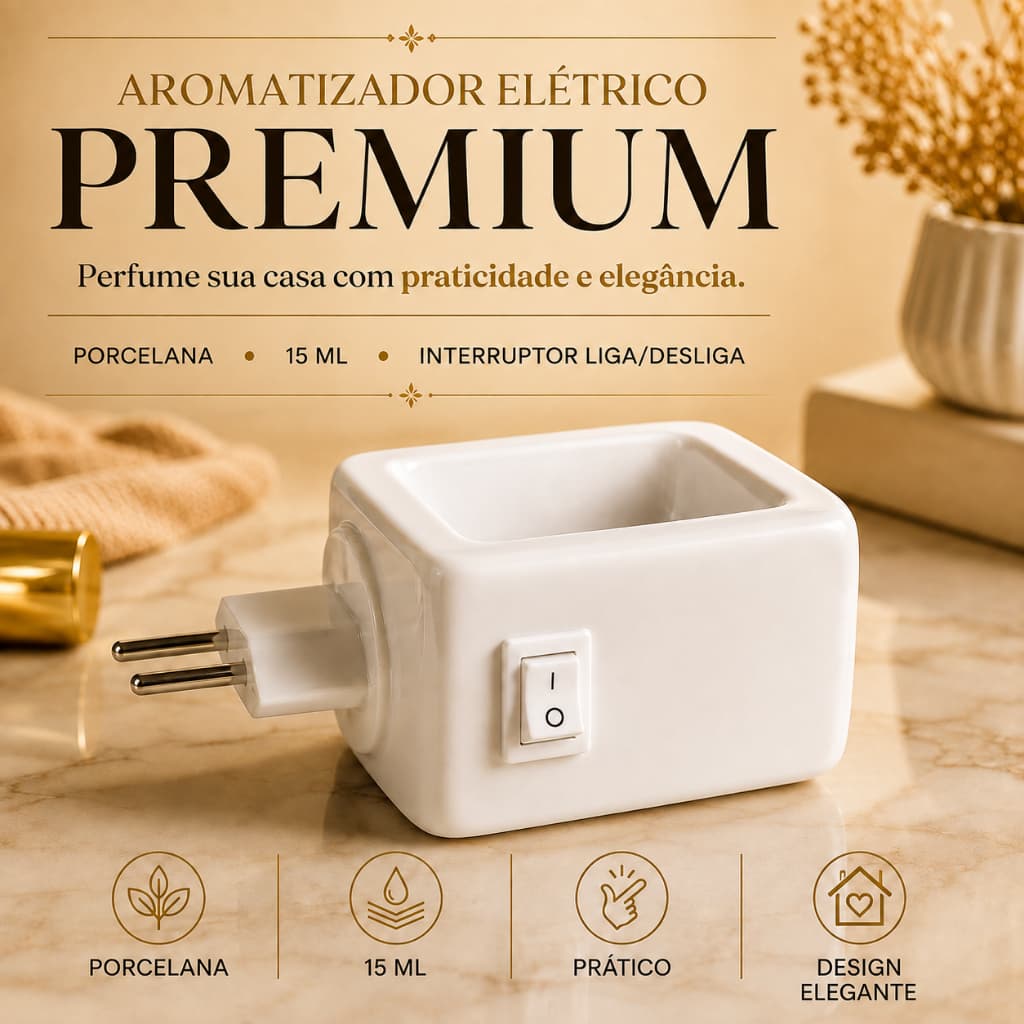 DIFUSOR AROMATIZADOR  DE PORCELANA ELÉTRICO BIVOLT AROMATIZADOR DE AMBIENTE TOMADA ESSÊNCIAS CASA PERFUMADA