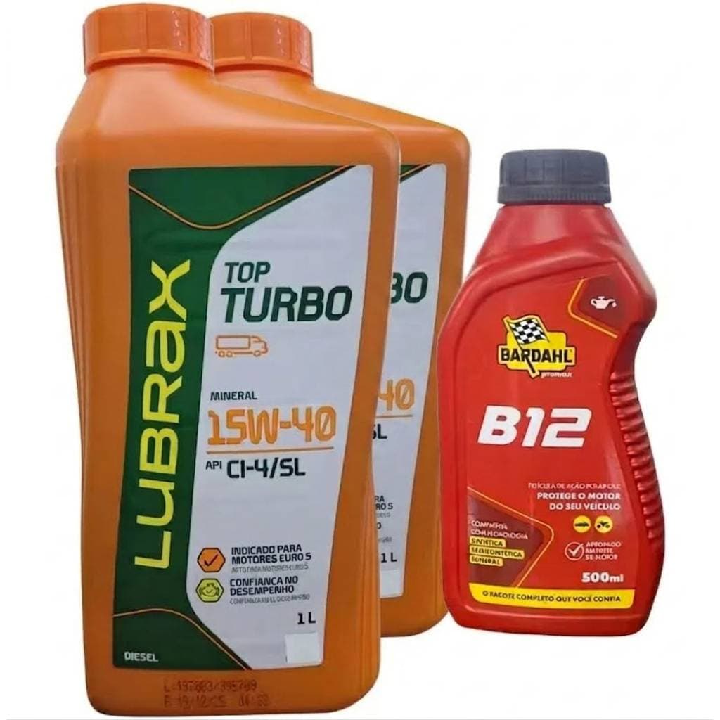 KIT 2 LITROS LUBRAX TOP TURBO ESSENCIAL 15W40 API CI-4 + ADITIVO DE MOTOR BARDAHL B12 500ML