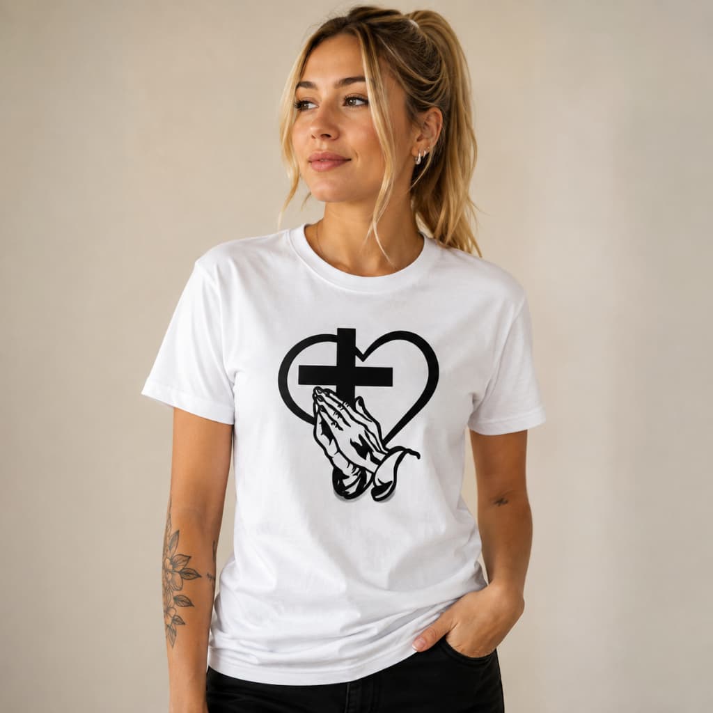 Camiseta Fé que Move Montanhas – Estampa Religiosa em 100% Algodão 30.1