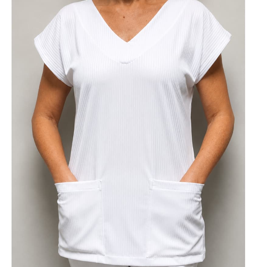 Blusa Scrub Pijama Cirúrgico Hospitalar Feminino Branca e Cores