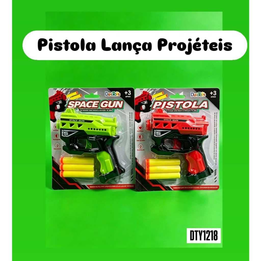 Pistola de Plástico Infantil NERF Lança Dardos com 3 Acessorios VERDE OU VERMELHA