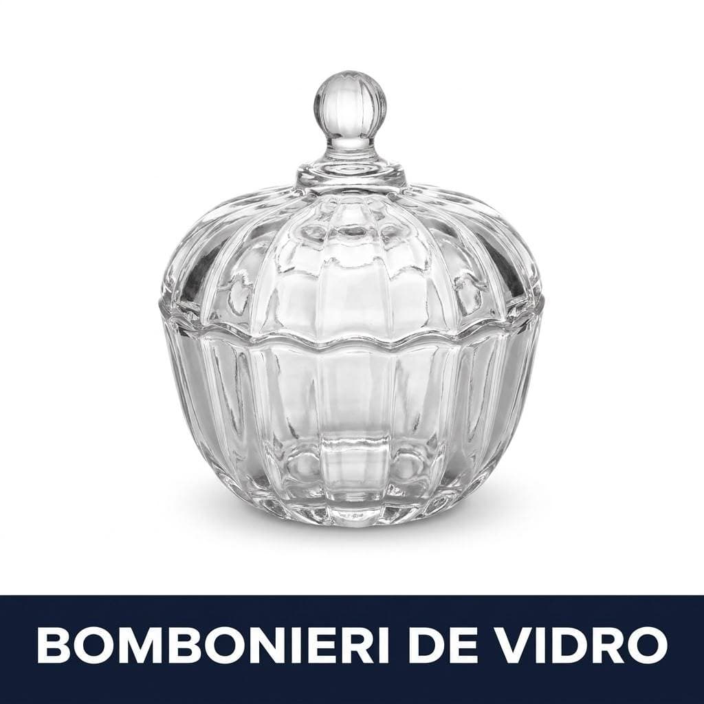 Bomboniere de Vidro com Tampa Porta Doces Balas Açúcar Decorativa Transparente