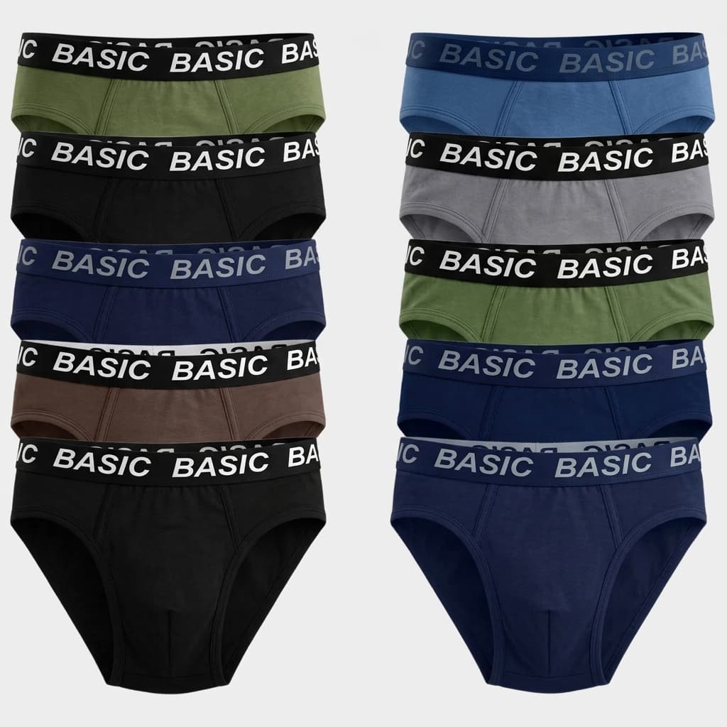 Kit 12 Cuecas Slip Masculina Algodão P ao GG Adulto Dia a Dia Confortável Basic Atacado