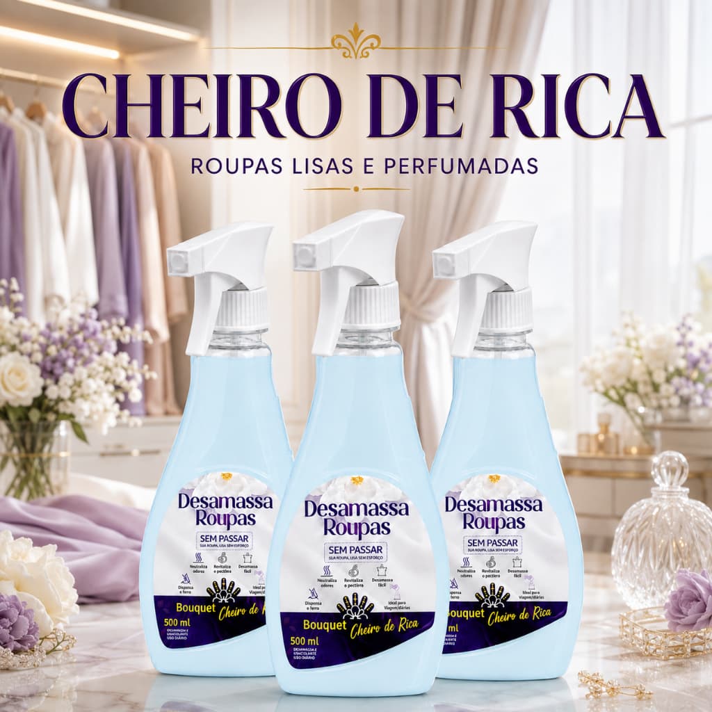 Facilitador para Passar Roupas Perfume Duradouro – Kit com 3