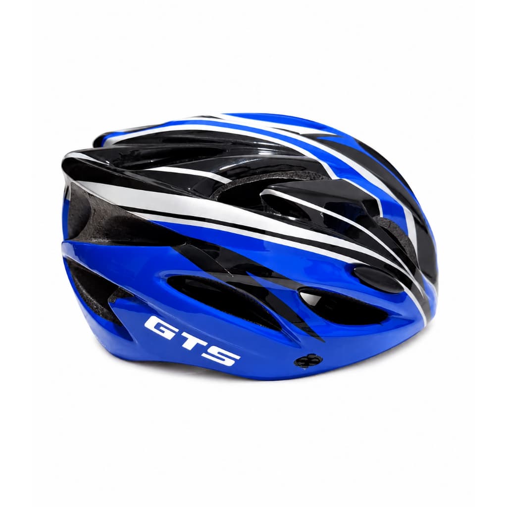 Capacete GTS Ciclismo MTB Azul e Preto  com Viseira Removível e LED Traseiro