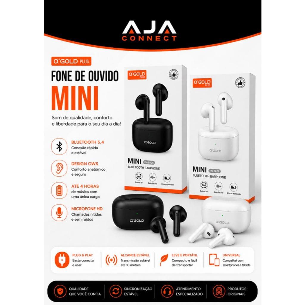 🎧🎧 Fone de Ouvido Bluetooth α’GOLD PLUS MINI FN-BA28