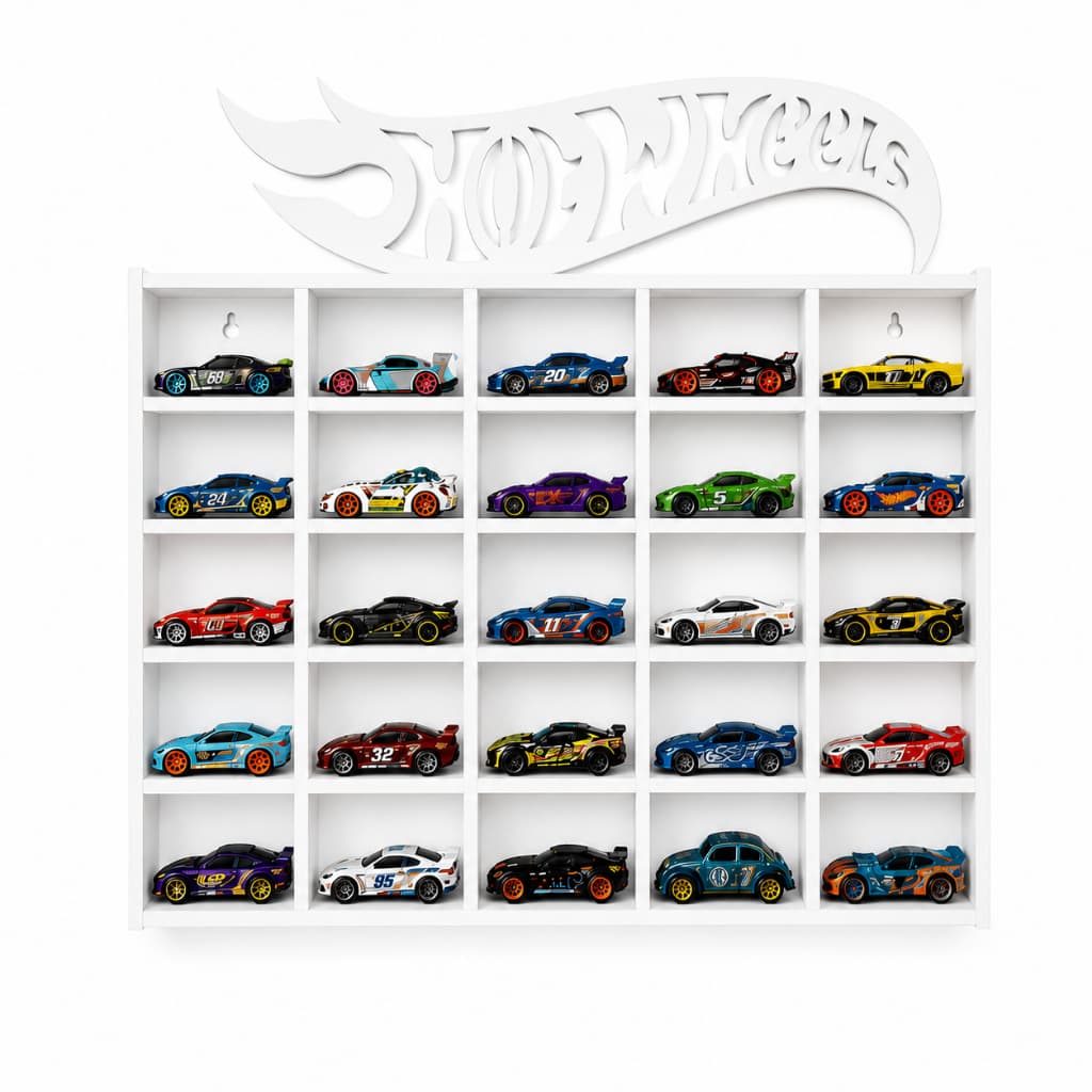 Expositor De Parede Para 25 Carrinhos Hot Wheels MDF Organizador Coleção