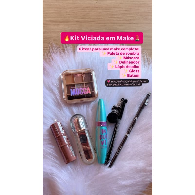 Paleta de Sombra Máscara Delineador Lápis Gloss Batom / kit maquiagem 6 Produtos