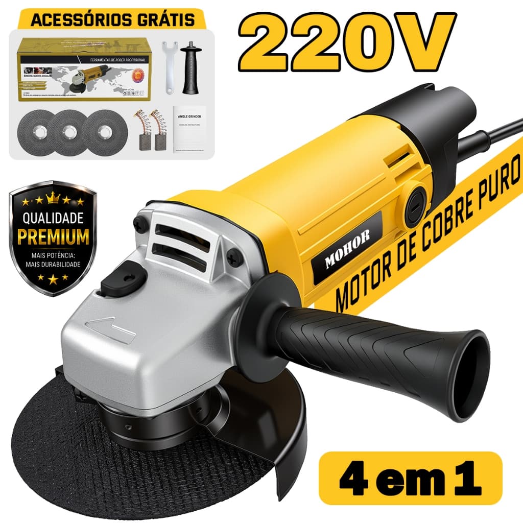 esmerilhadeira 1100W Angle Grinder 220v – High Power for Cutting and Sanding