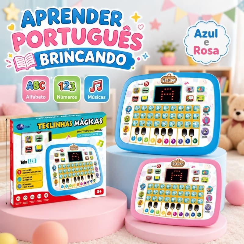 Máquina de Aprendizado em Português Infantil com Alfabeto Números Música e Piano