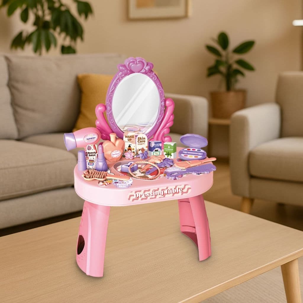 Penteadeira Infantil Rosa Princesa com Acessórios - Estimula Criatividade e Fácil de Montar