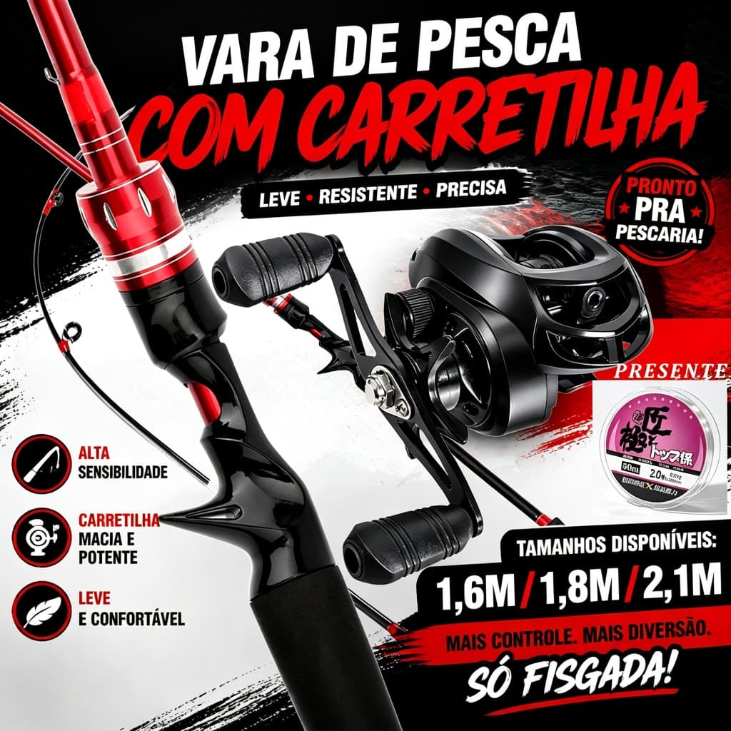Vara de pesca com carretilha 1.8M Vara De Pesca Carretel Kit Completo Com Alta Velocidade Max Drag 100KG