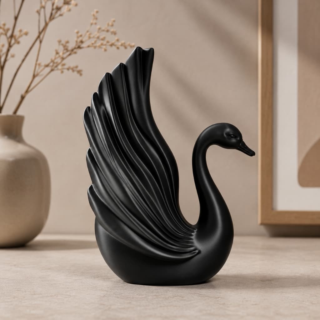 Cisne Negro Escultura para Decoração Moderna Elegante para Sala Casa Mesa Premium Presente