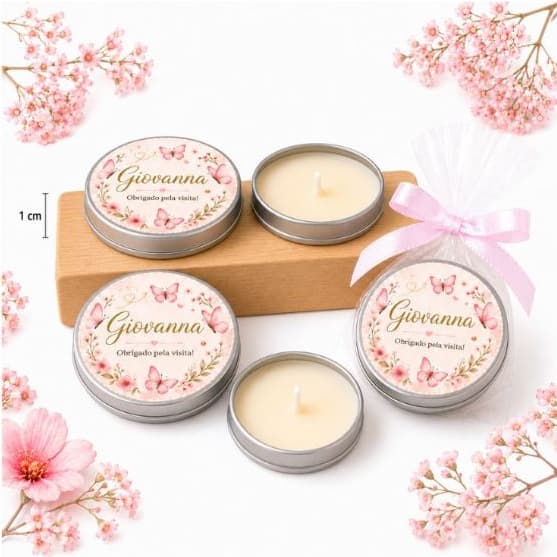 Kit Velas Aromáticas Perfumadas - Artesanal - Cera de Coco - Lembrancinhas de Nascimento, Maternidade, Chá de Bebê