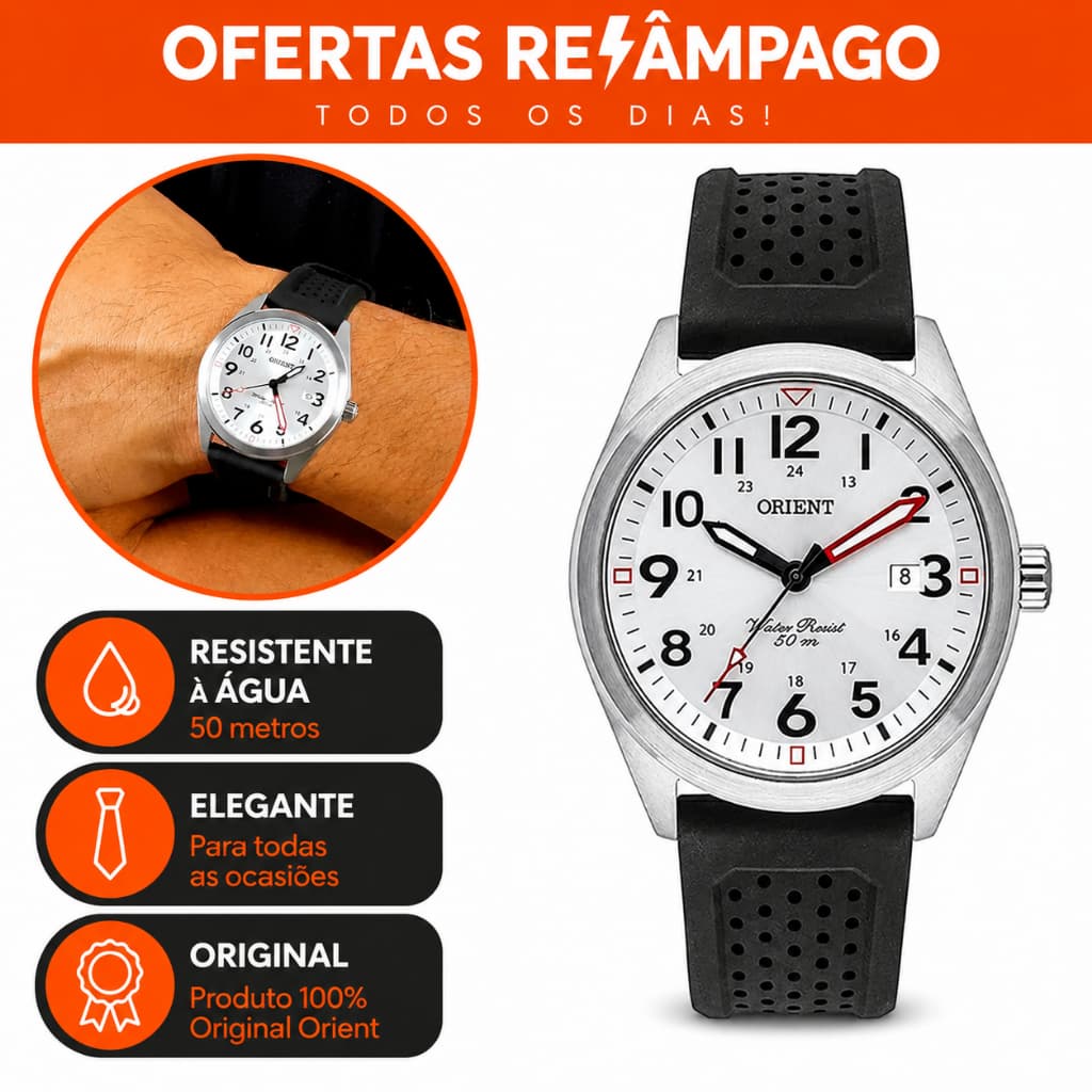Relógio Masculino Orient MBSP1028 Quartz Original – Resistente à Água, Elegante e Esportivo
