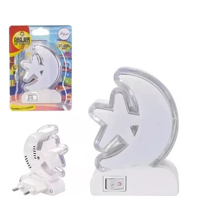 Kit Com 2 Abajures Infantil Lua Estrela Luminária Quarto Soninho Bivolt)luminaria de parede