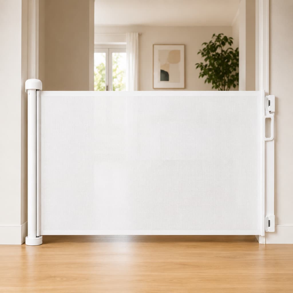 Portão Tela Segurança Bebês Pets Grade de Proteção Retrátil Koti Premium 1,5m 1,8m 3m Branco Preto Rosa Escada Corredor