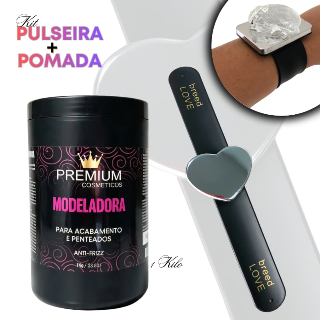 Kit Trancista Pasta Modeladora 1 Kilo + Pulseira Magnética Porta Pomada