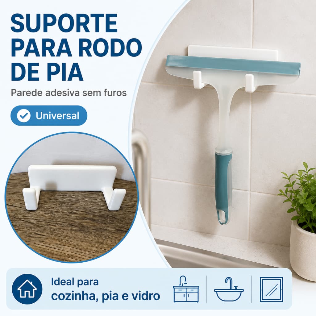 Suporte Para Rodo de Pia Parede Adesivo Organizador Universal