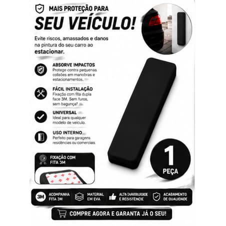 Protetor de Parachoque 40cm x 11cm x 30mm - Super EVA - Protetor Para Choque - Protetor Garagem Condomínio