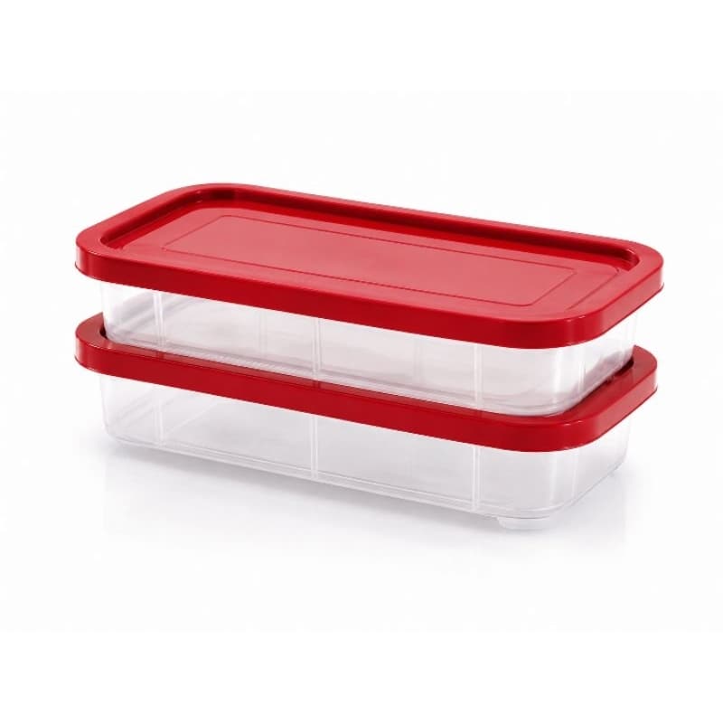 Kit 2 Potes Porta Frios com Tampa 1,2L Empilháveis para Geladeira – Organizador de Alimentos, Queijos e Presunto